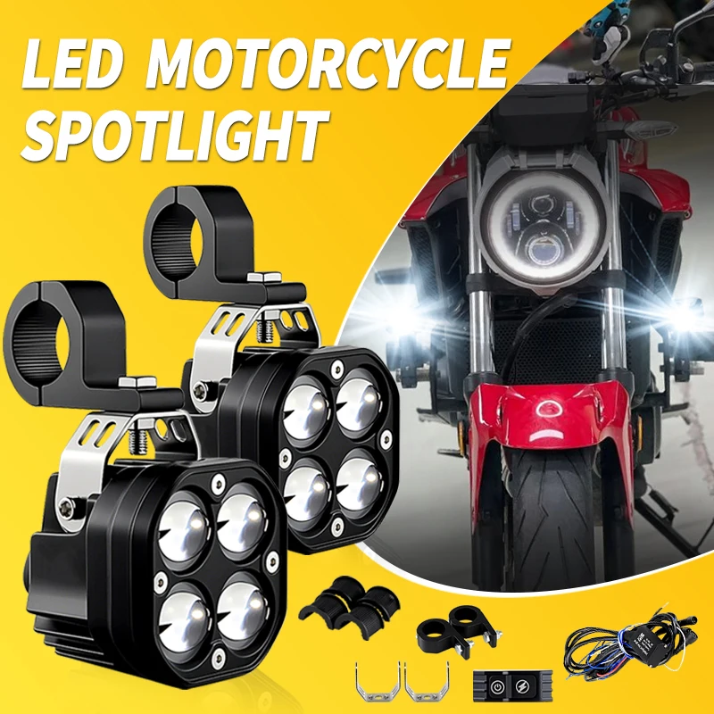 

1 комплект универсальных дополнительных фар дальнего света для Honda CB400 SF CB599 CB600F CB650 CBR650R CB900F CB919 CB1100 светодиодная противотуманная фара для мотоцикла