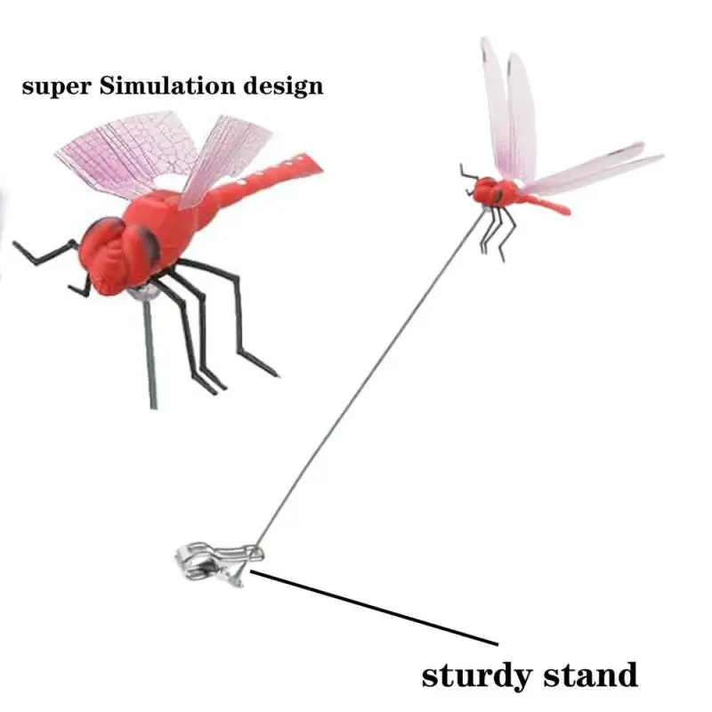 Falso libélula clip jardim estaca decoração, titular pólo, voar repelindo, ao ar livre pragas dissuasor dispositivo