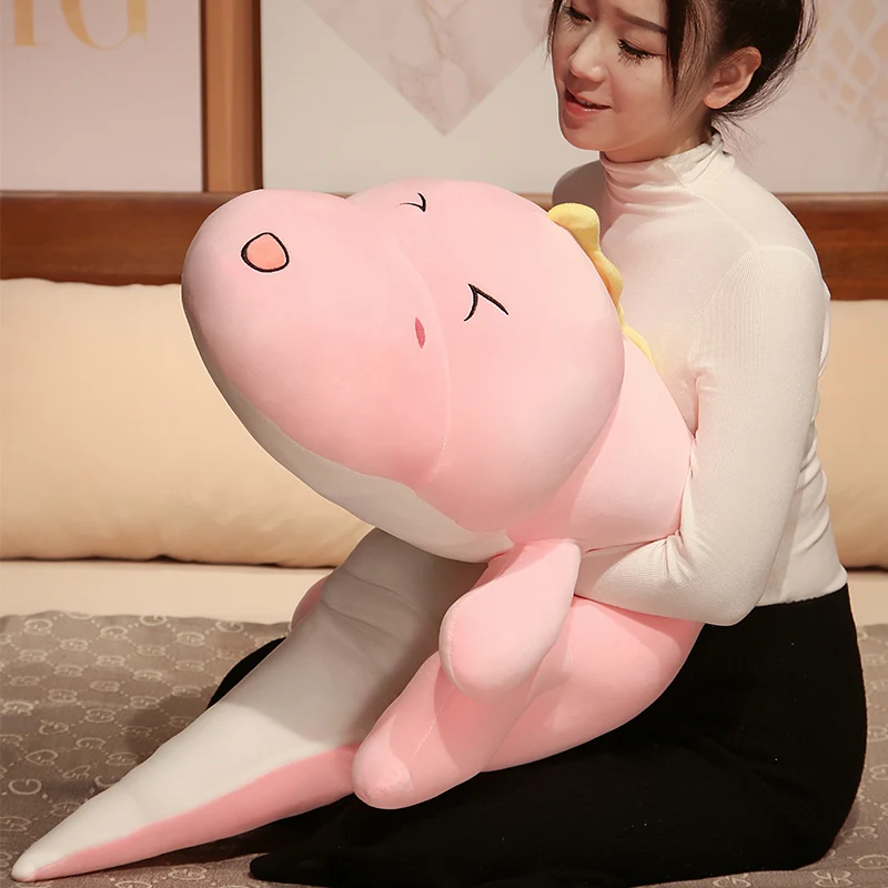 وسادة ديناصور لطيفة طويلة ومضحكة، هدية يومية محشوة ناعمة من القطيفة