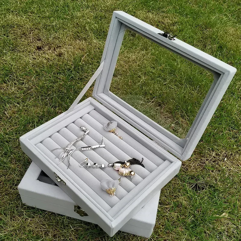 Ring Flanell Schmuck Lagerung Box Hohe Kapazität Mit Abdeckung Staub-Proof Schmuck Display Organizer Box Hochzeit Geschenke Für Frau frauen