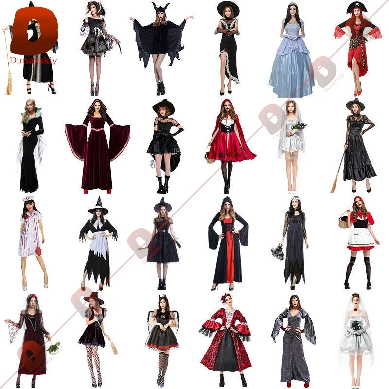 

25 Style Halloween 코스프레 Vampire Bat Ghost Witch Angel Medieval Cosplay Clothing Women's Dress Party Carnival Jumpsuit Dresses
