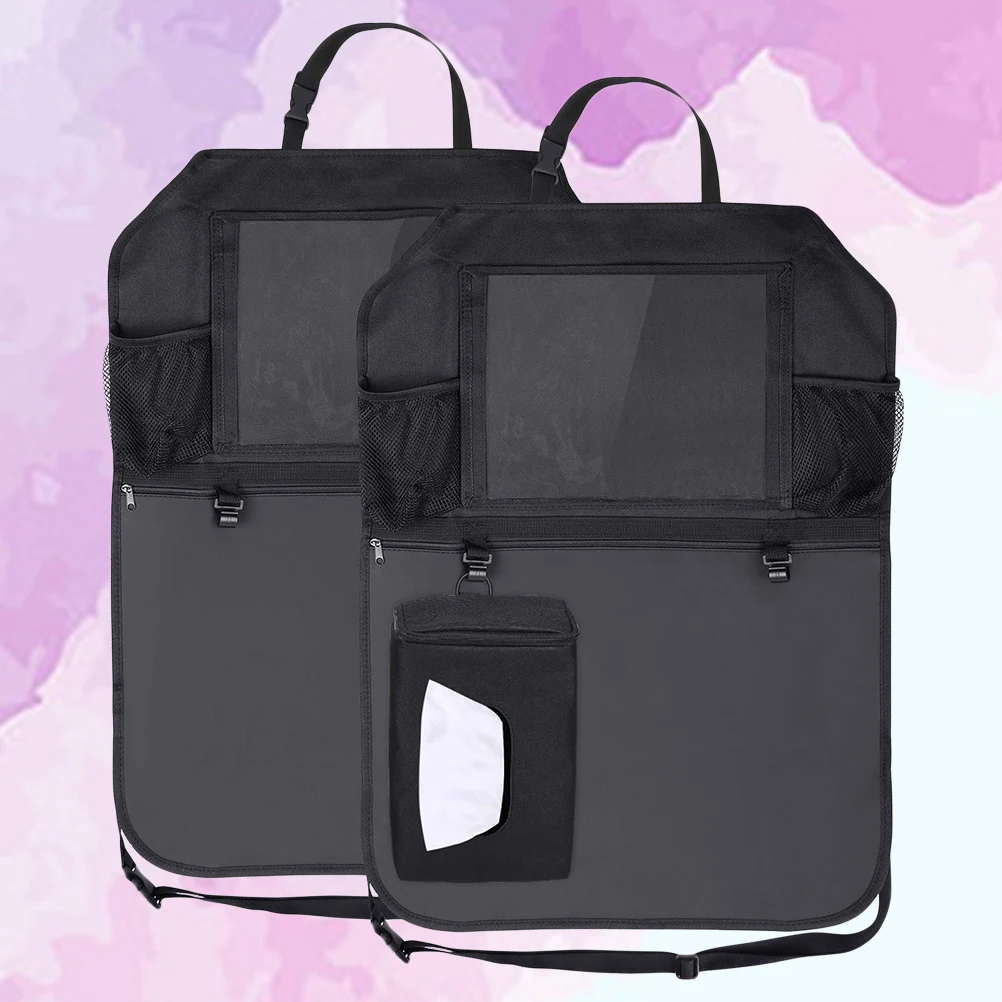 

2 Pack Car Seat Organiser Chair Back Storage Bag Mesh Pockets Bottle Holder Kids Organizer SUV Tissue Box Protector Easy Clean