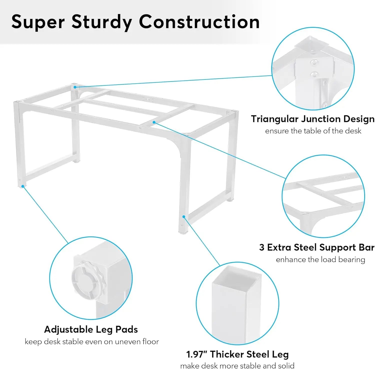 Modern Computer Desk, 63 x 31.5 inch Large Executive Office Desk Computer Table Study Writing Desk Workstation for Home Office