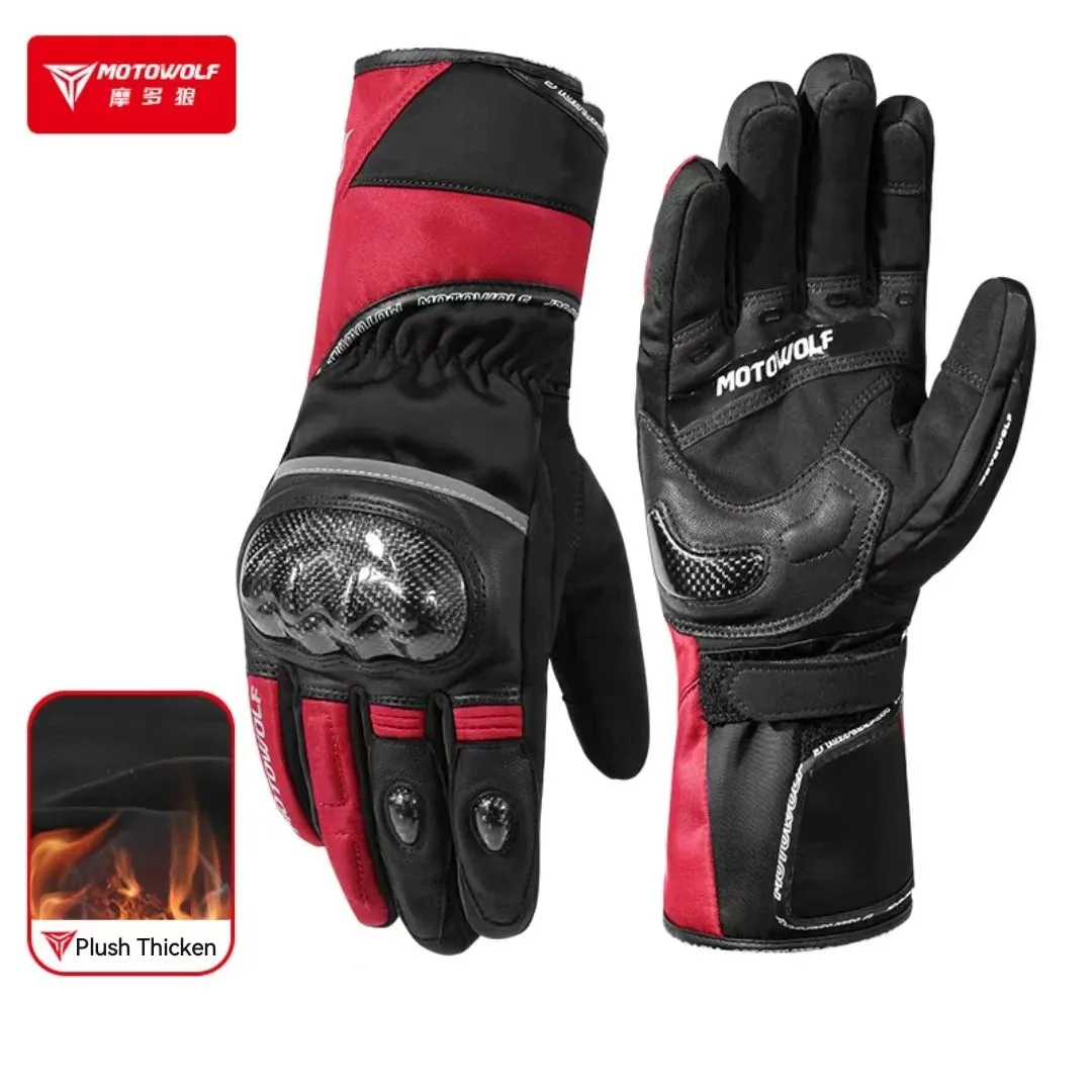 

Motowolf Winter Motorcycle Riding Glove Waterproof Plush Warm Men Touch Screen Carbon Fiber Anti Drop Gloves Thermal Gloves