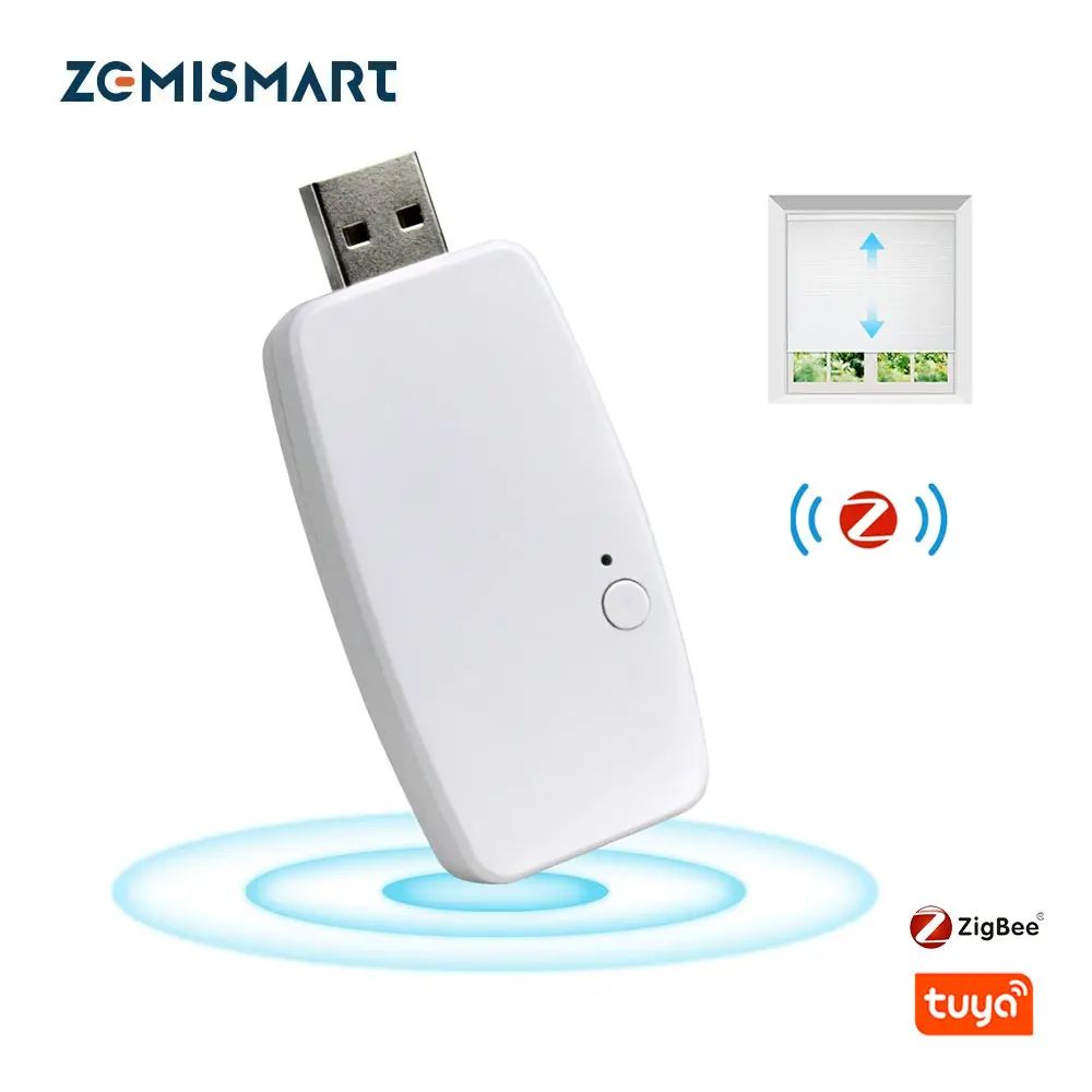 Zemismart Zigbee Dongle Tuya App Control For Am15 Blinds Motor Work with Tuya Zigbee Gateway Hub Mini Design Smart Curtain