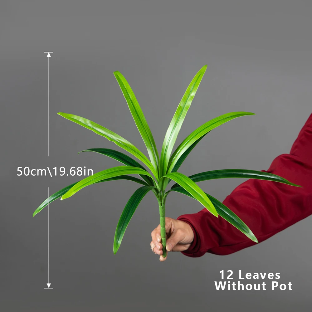 50–65 cm künstliche Magnolienpflanzen, tropischer Drache, Bart, Gras, gefälschte Orchideenblätter, grüne Schwertblätter für Zuhause, Büro, Party-Dekoration – Detail 8