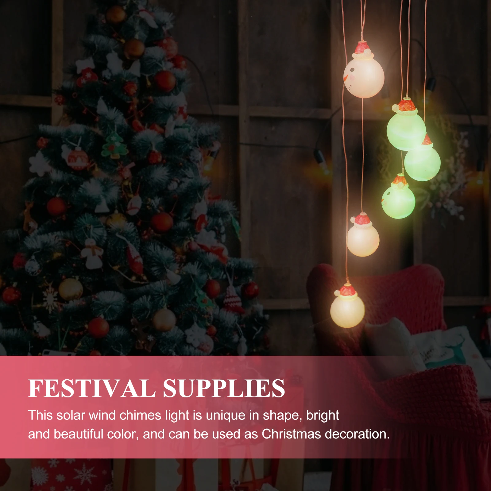 Snowman LED Light String Solar Wind Chimes Hummingbird Christmas Hanging Plastic Powered Lamp