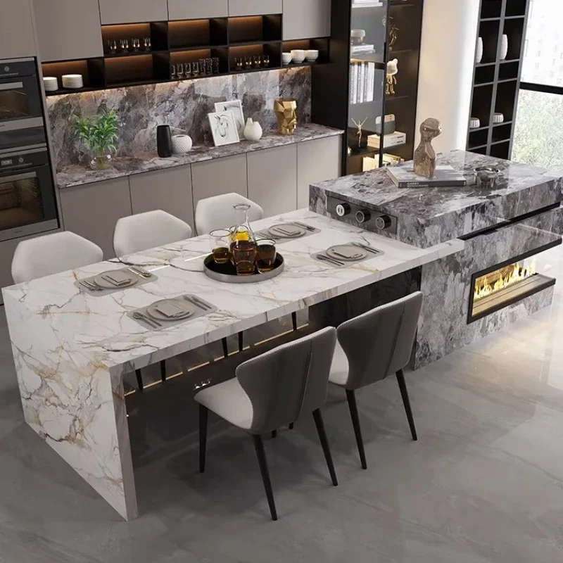 Ne Luxury Stone Kitchen Island - Custom Dining Table Marble Peninsula Countertop for Open-Concept Kitchen & Modern Home Extendab