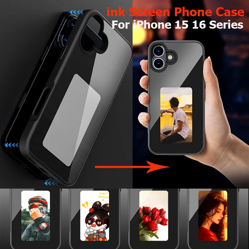 

Новый технологический чехол для телефона с функцией NFC для iPhone 16 16 Pro Max 16 Plus, сделай сам, чернильный экран, передача фотографий для iPhone 14 Pro Max 15 15 Pro Max