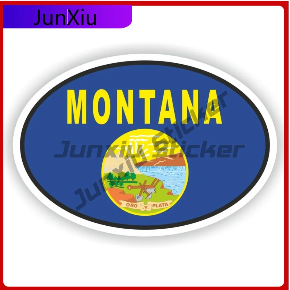 

Montana City Oval Sticker With National Flag Badge Sticker Decorative Scratch Cover Sticker Custom Car Decals For Motorcycle Suv
