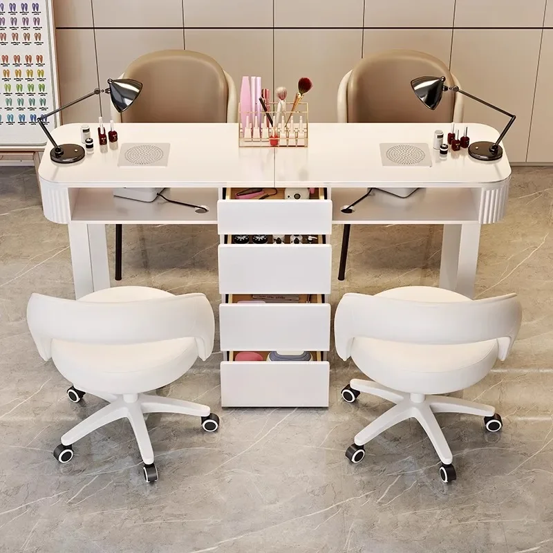 

Italian Modern Nail Desk With Drawers Nordic Rustic Storage Nail Table Elegant Premium Mesa De Manicurista Salon Furniture