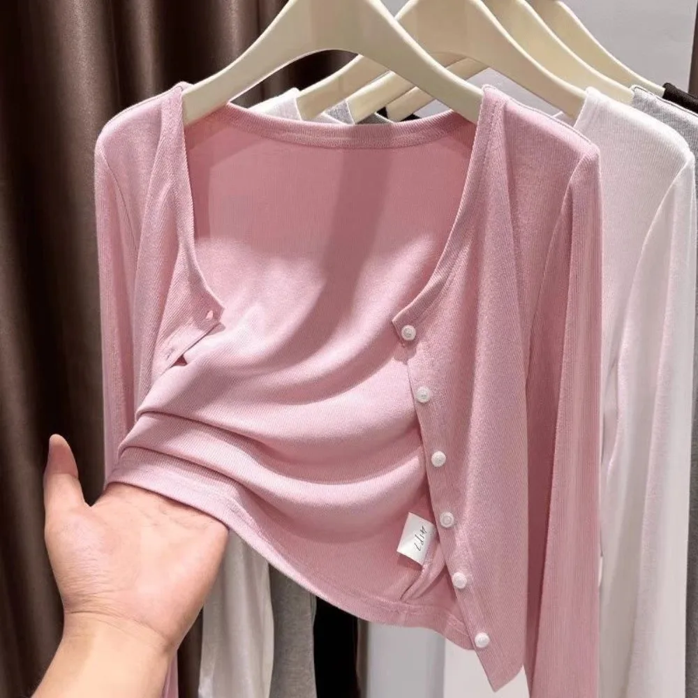 Ice Silk Sun Protection Cardigan Sun Shield Light Thin Ice Silk Shrug Cool Touch Multi-match Women Outerwear Beach Travel