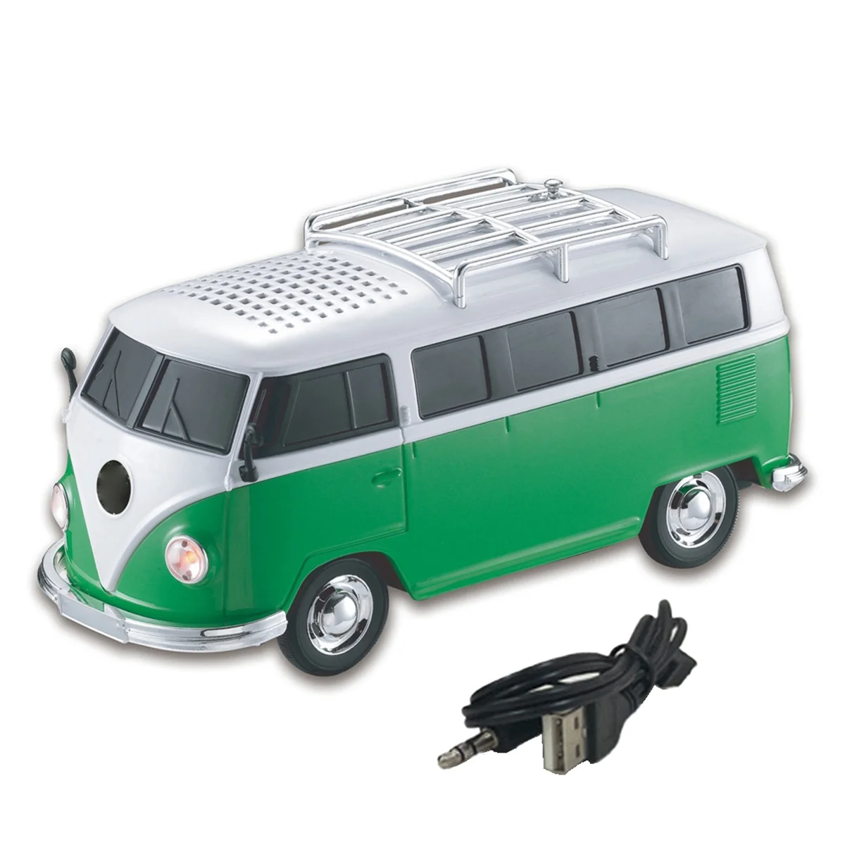 Colorful Mini Bluetooth Speaker Car Shape Mini Bus Speaker Support Fm +U Disk Insert Card Mini Bus Shape Loudspeak Green