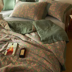 Summer Quilts Vintage Double Muslin Gauze Cotton Fill Comforter Couple Bed Quilt King Queen Size Bed Duvets Blankets Bedspreads