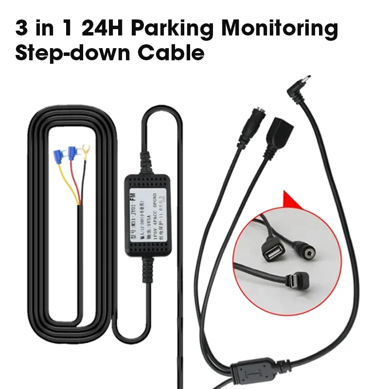 24H Parking Monitoring Car DVR Dashcam Camera Hardwire Kit for Low Vol Protection Mini USB Port 12-30V in 5V2.5A Car Assecories