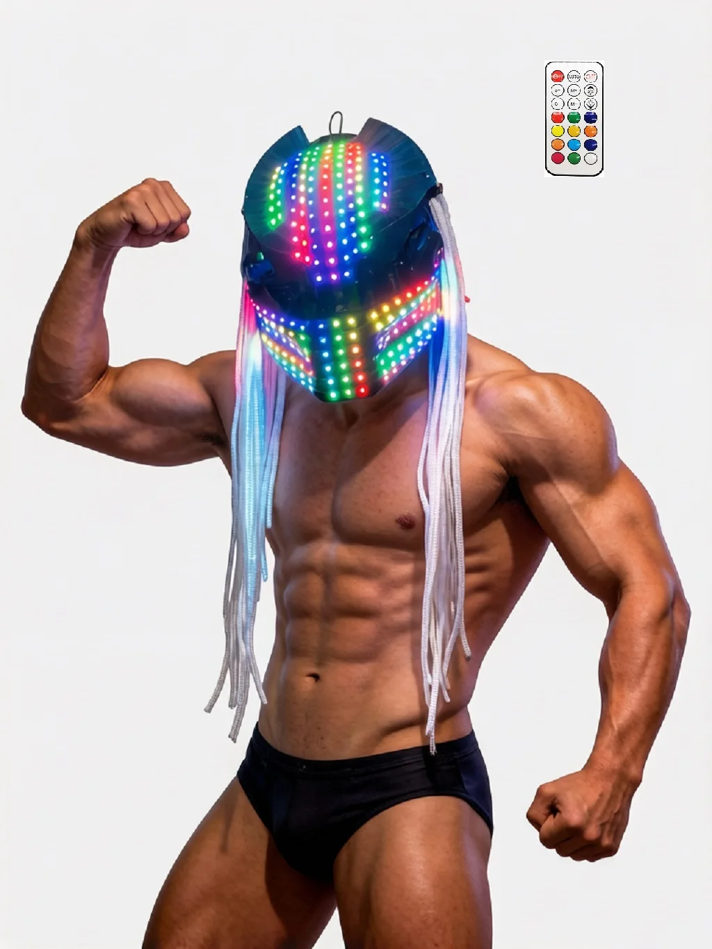 LED Fiber Optic Helmet Illuminating Head Wearable Mask Lighting Up Costume Props For Stage Performance Celebration Halloween