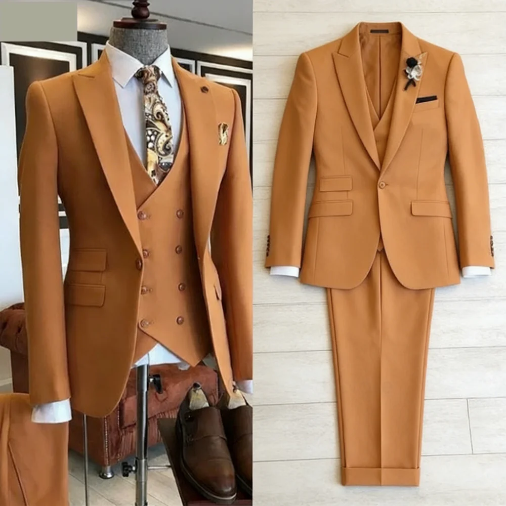 

Зеленый мужской костюм-тройка Slim Fit с пиджаком на одной пуговице, острыми лацканами, брюками и галстуком для свадьбы