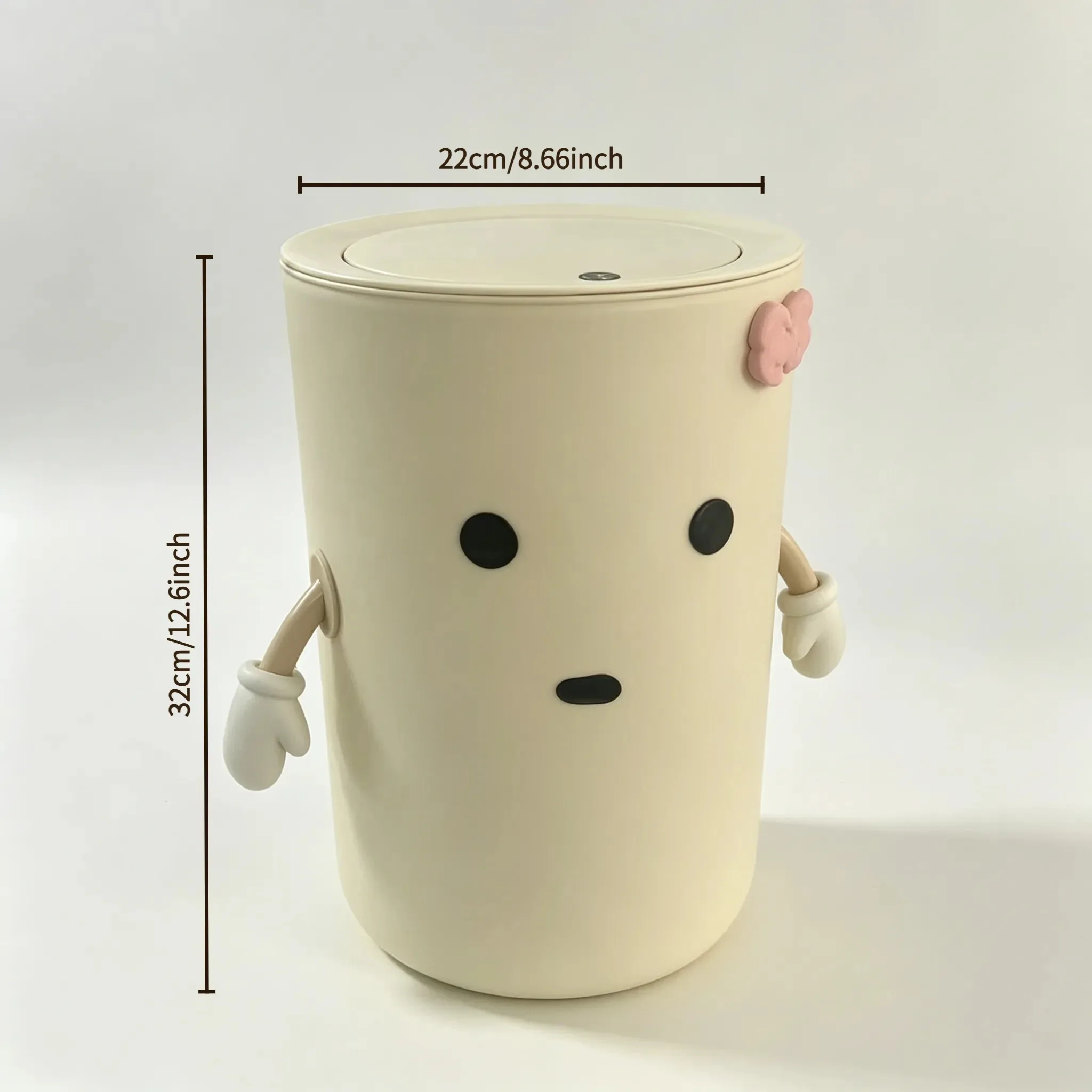 Aesthetic Flip-top Trash Can, Cute Kawaii Garbage Bin for Bedroom Decor