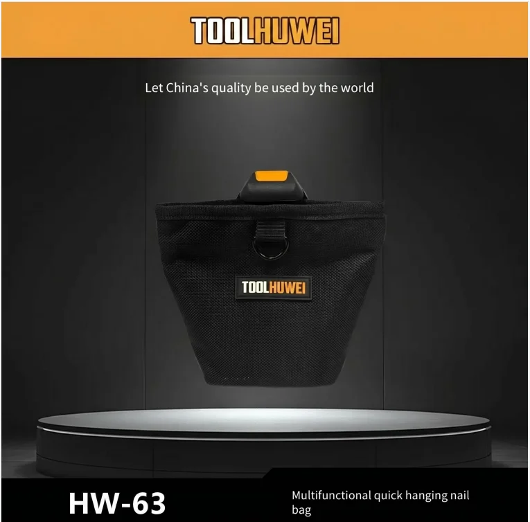 TOOLHUWEI Nails Pouch Waterproof Hardware Waist Bag Large Capacity Nails Screws Storage Durable Multifunctional Working Tool Bag
