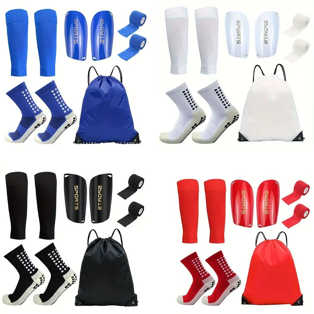 

5pcs/set Lightweight Soccer Shin Guards Durable Comfortable Football Shin Pads Non-slip Shock Absorbing Ankle Socks