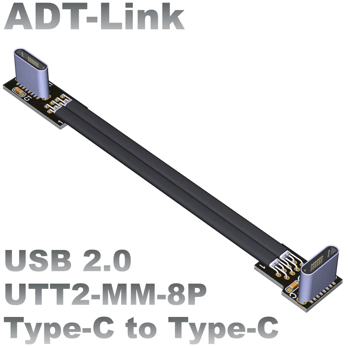 ADT-Link Up/Down/Left/Right 90-угольный ультратонкий ленточный плоский кабель USB 2.0 C типа C Сверхскоростной USB 2.0 USB C-кабель для зарядки данных