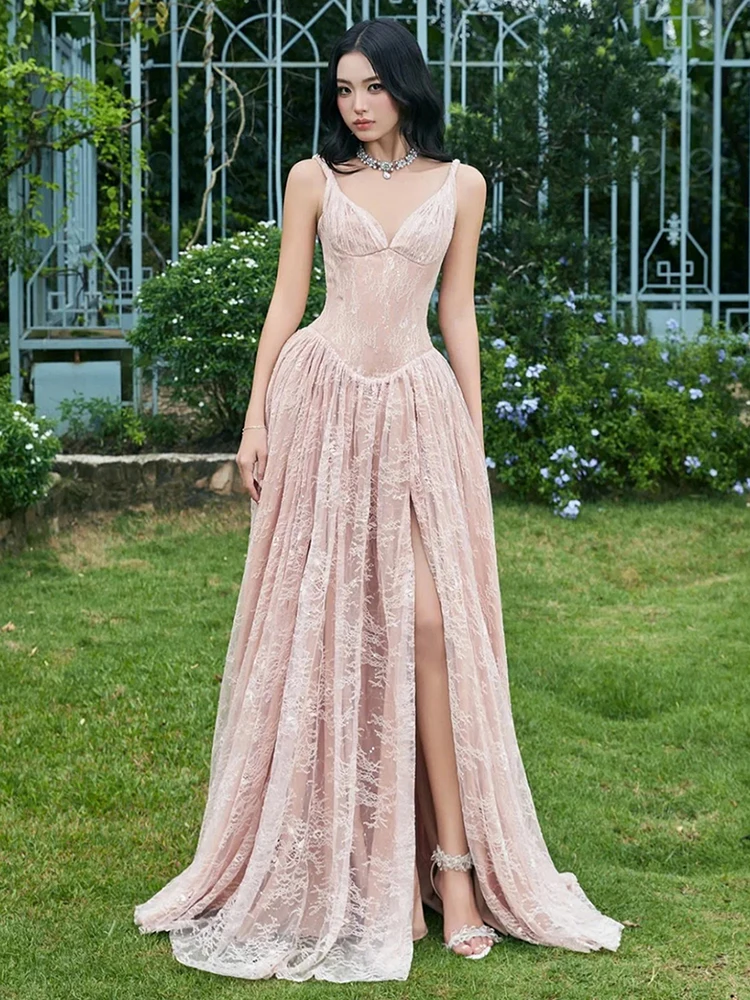 فستان غريب لعيد الحب بحزام نسائي من قماش الجاكار المرقعة الأميرة الحلوة الأنيقة لحفلات أعياد الميلاد بفتحة ضيقة