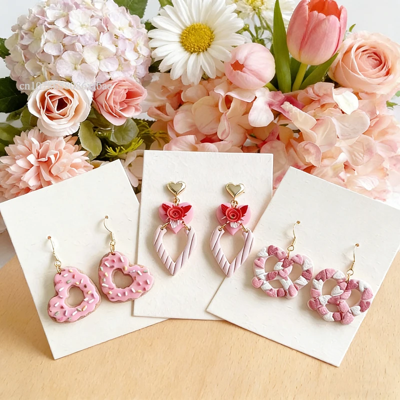 Valentine 's Heart Polymer Clay Cutters Sweet Strawberry Cherry Dessert Earrings Jewelry Pendant Making Pottery Clay Tools Mold - view 5