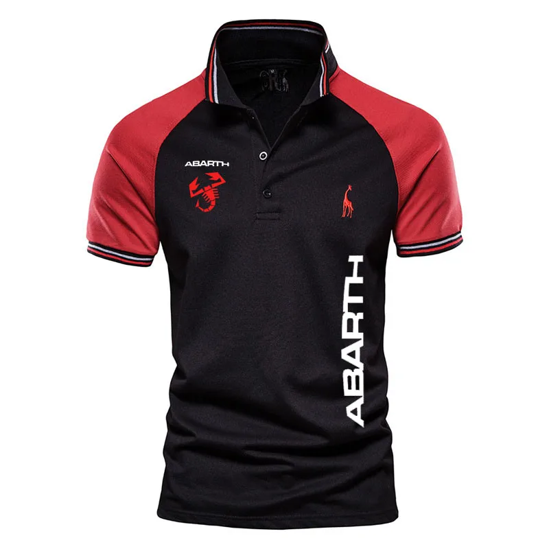 

2023 Summer New Men's T shirt abarth logo print Lapel High quality color matching POLO shirt for men 100% Cotton Summer Tees