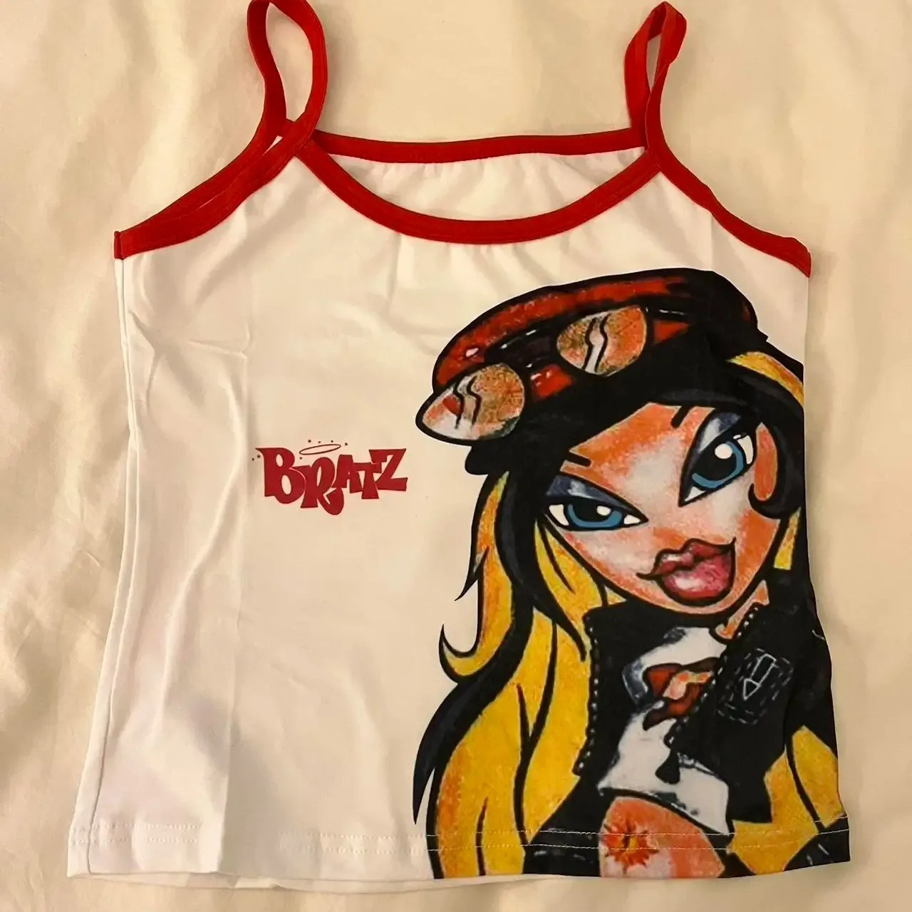 

New Y2K cartoon print 2025 European and American summer slim fit sexy tight strap punk goth retro street fashion T-shirt