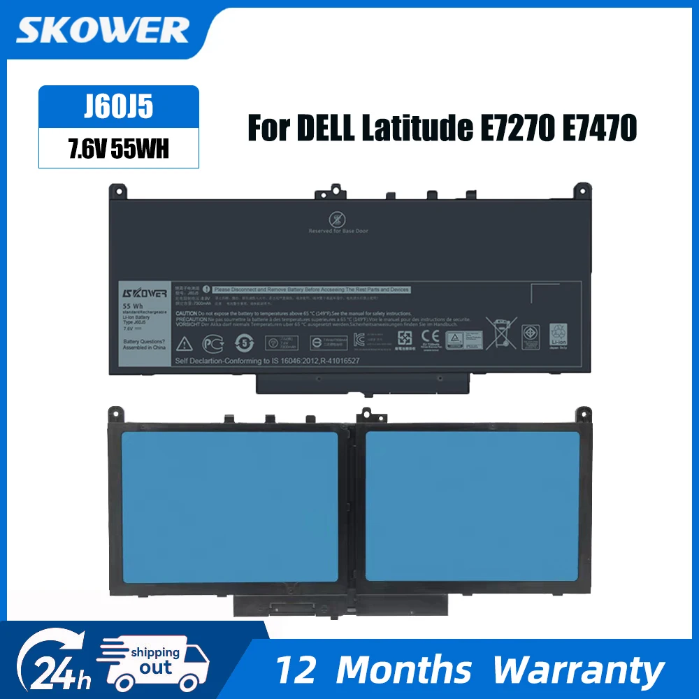 

Аккумулятор для ноутбука SKOWER 55 Втч J60J5 для Dell Latitude E7470 E7270 1W2Y2 MC34Y R1V85 242WD GG4FM WYWJ2 451-BBSX 451-BBSY 451-BBSU