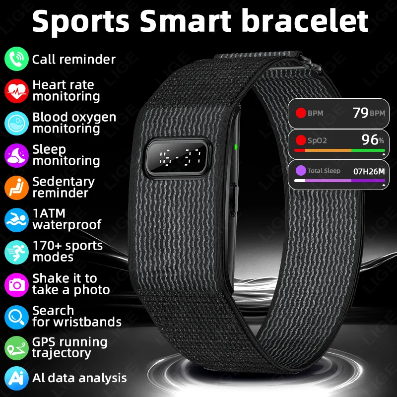 

New GPS Tracker AI Health Bracelet Men Heart Rate Blood Pressure Health Monitor Smart Watch Sport Band Fitness Tracker Wristband