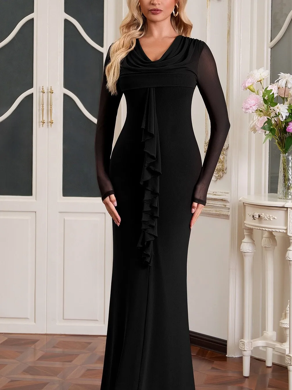 

Bla Сексуальная длинная юбка на бедрах с деревянными ушками и высокой талией Bodycon Dr для женщин Ciwalk Winter Thi Long Sve