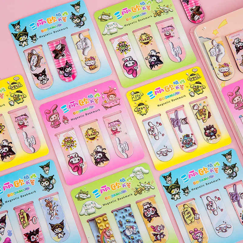 36 set/lot Sanrio Kuromi Melody Cinnamoroll Magnetic Bookmark Cute Book Mark For Books School Office Supplies Stationery Gift