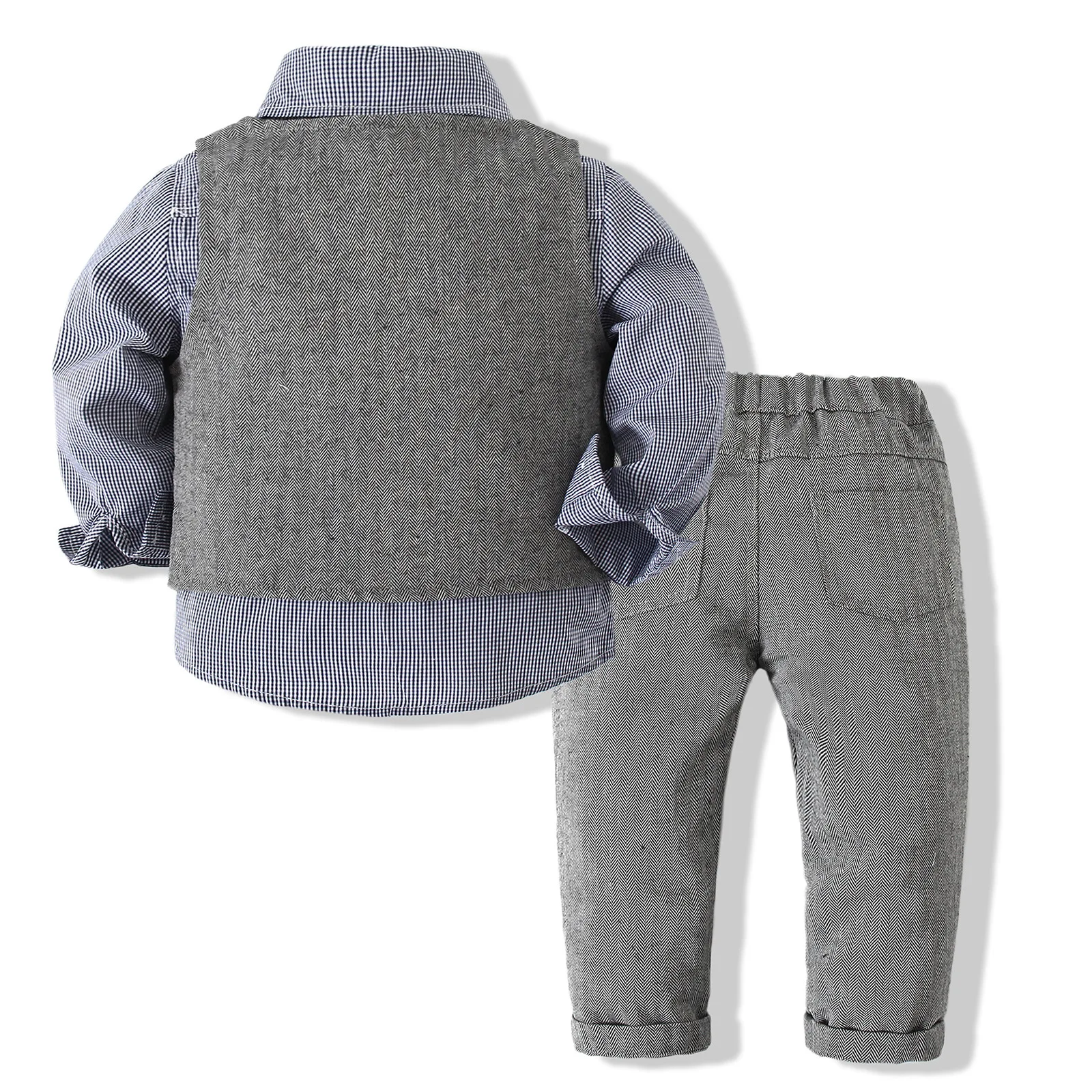 3 Stück Frühling Herbst Neugeborenen Jungen Kleidung koreanische Mode Gentleman Plaid Baumwolle Weste Tops Hosen Baby kleidung Kinder Outfit bc1510