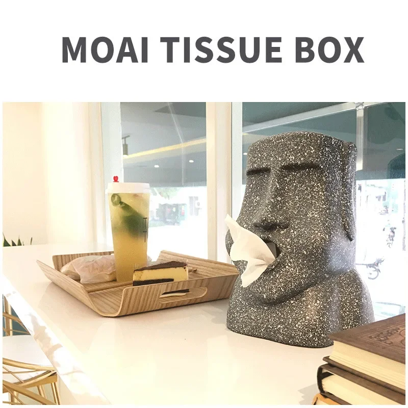 

Paper towel box, square resurrection island stone figure, household paper towel, stone figure, personalized paper towel tube