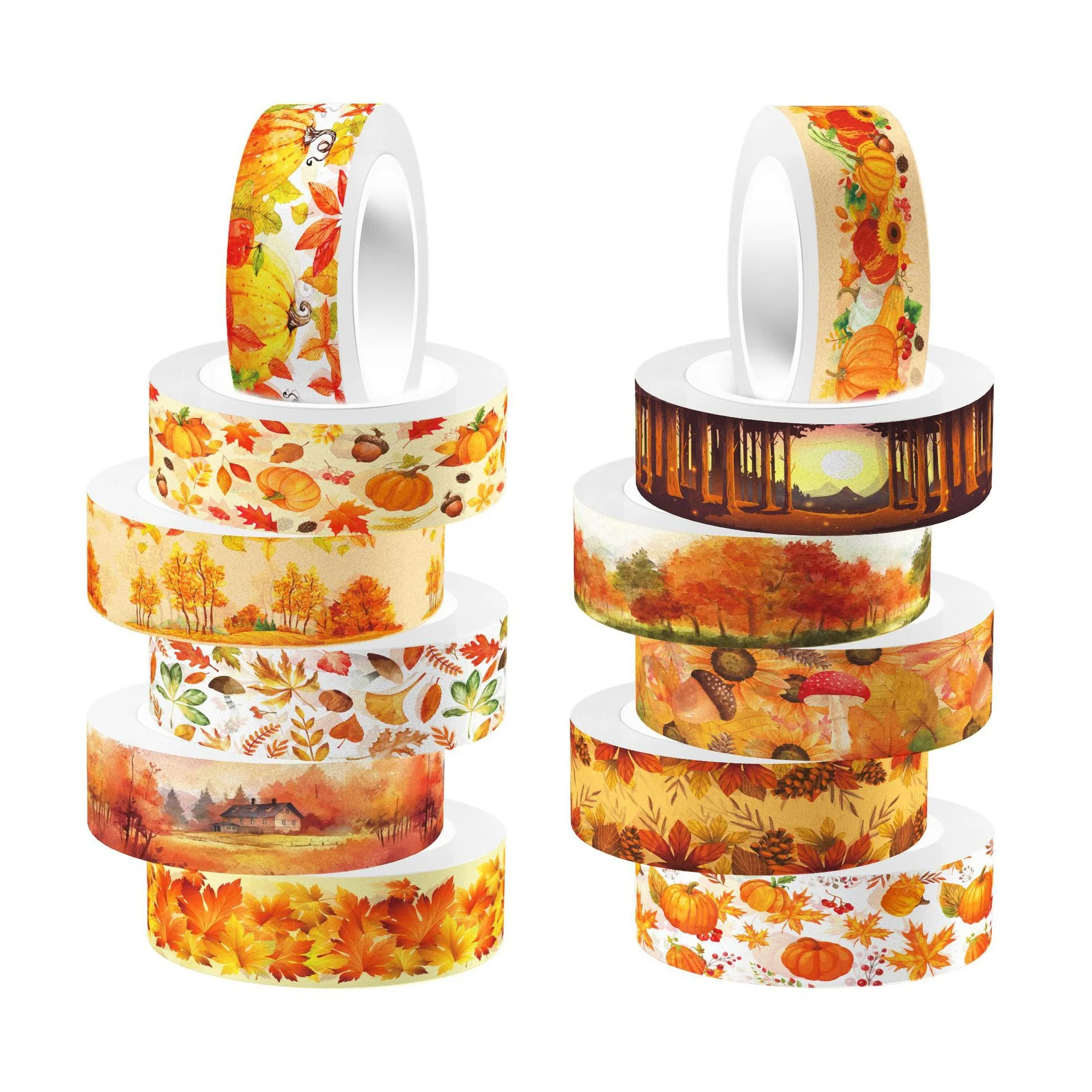 Thanksgiving Maple Leaf Pumpkin Autumn Transparent Roll Sticker and Paper Tape DIY Handbook Material Packing  Washi Tape Set