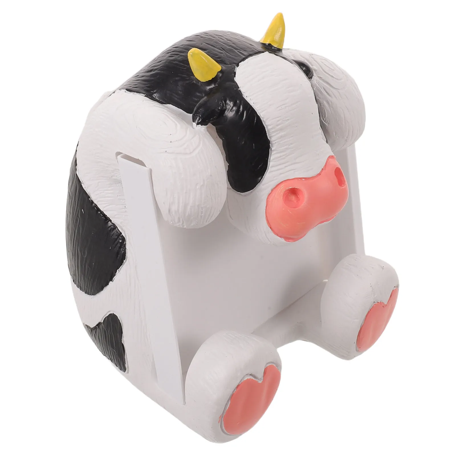 Cow Office Desk Organizer Pop Up Note Dispenser Suction Cup Memo Holder for 3x3 Square Adhesive Notes Cute Resin Desktop Holder