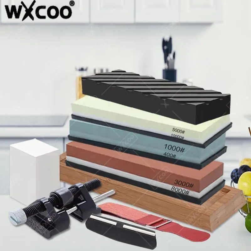 1~9PCS Professional Chisel Honing Angle Guide Knife Sharpening Stone Kit Sharpener Knife Whetstone Tools 3000/8000 Grit Knife
