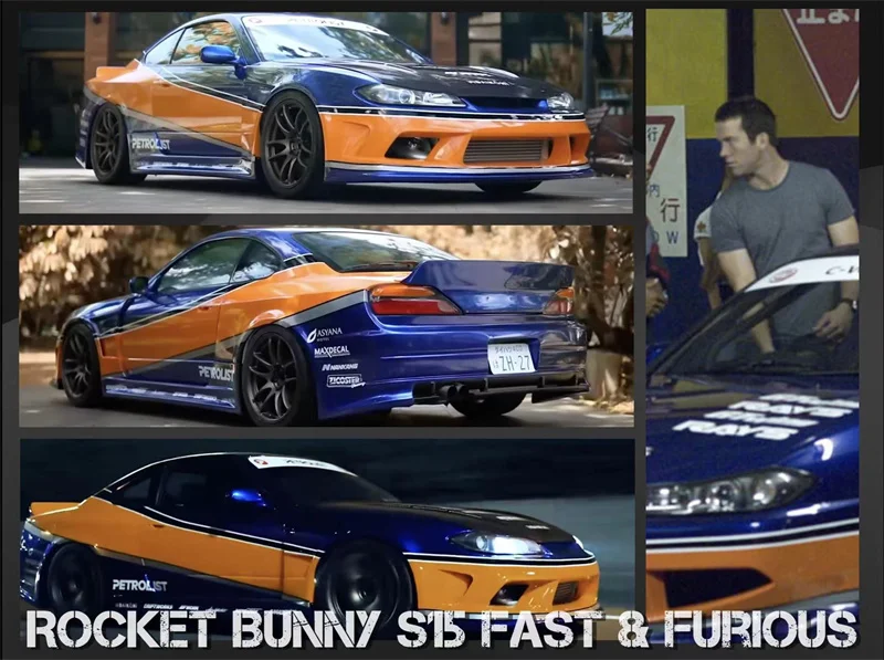 

SW 1:64 Silvia S15 ROCKET BUNNY Литая под давлением модель автомобиля Fast & Furious Mona Lisa