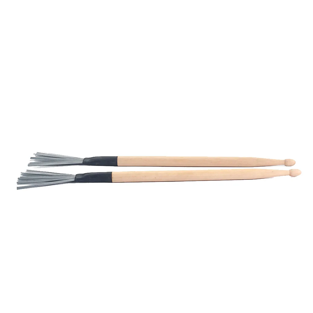 1 Pair Double Head Drum Mallets Steel Wire Brushes for Jazz Drum Cajon