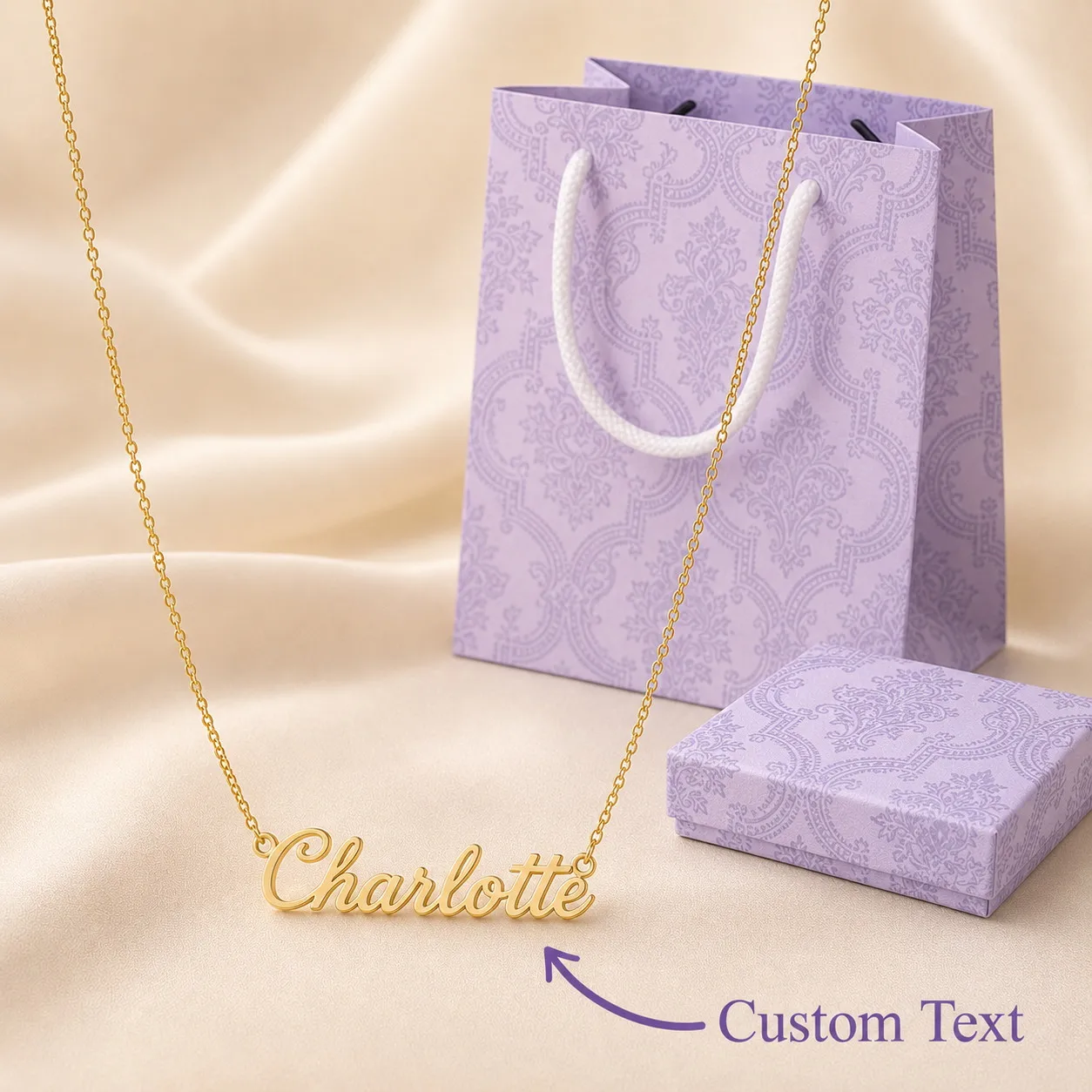 

Custom Name Necklace for Women Personalized Stainless Steel Gold Nameplate Pendant Chain Jewelry Gift Box Set