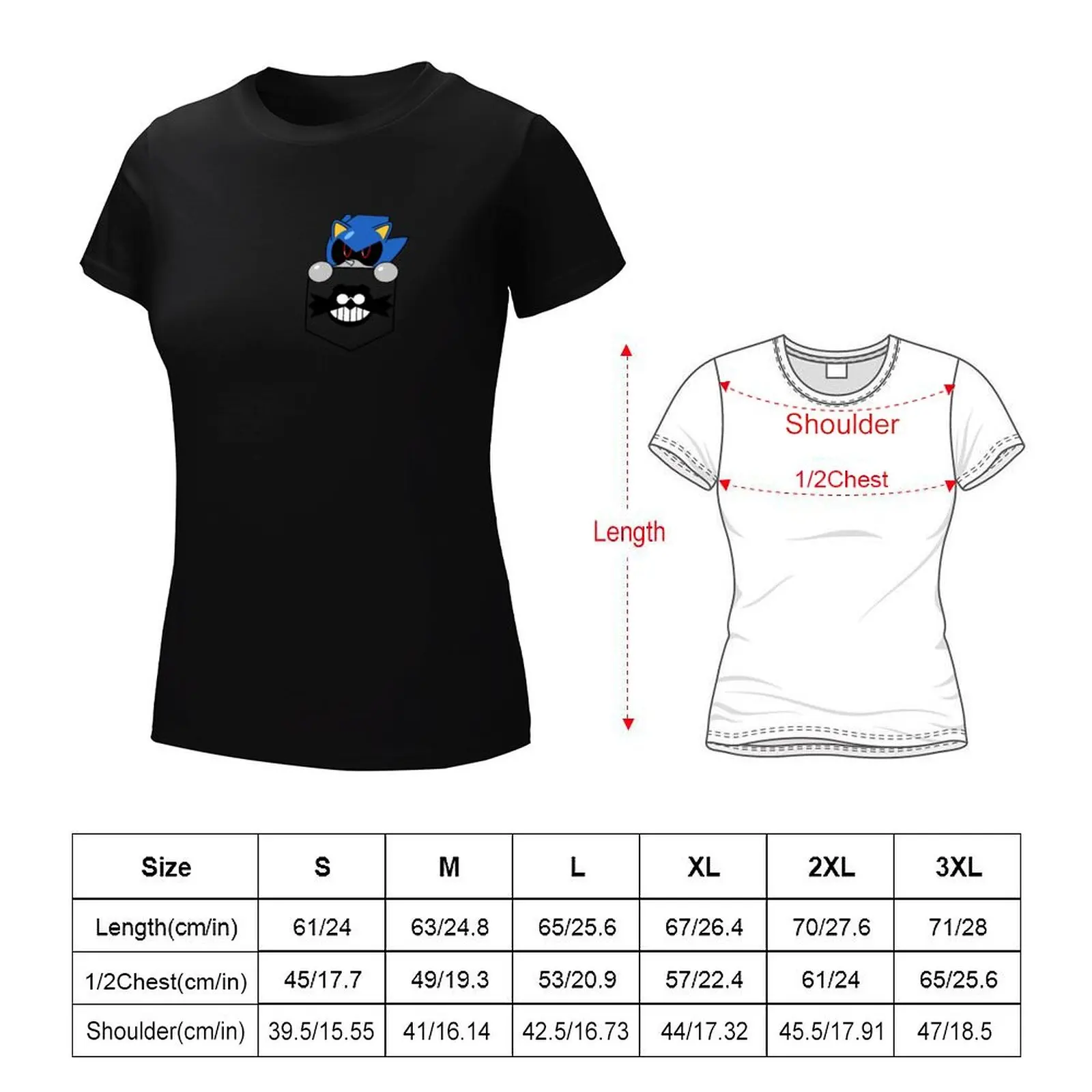 Camiseta de Metal con bolsillo para mujer, ropa de moda coreana para mujer, camiseta de manga corta, blusa, camisetas