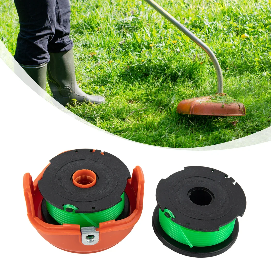 6Pcs Trimmer Spool Line + Cap Cover For Black & Decker GL7033 GL8033 GL9035 A6482 Garden Lawn Mower Power Tools Accessories