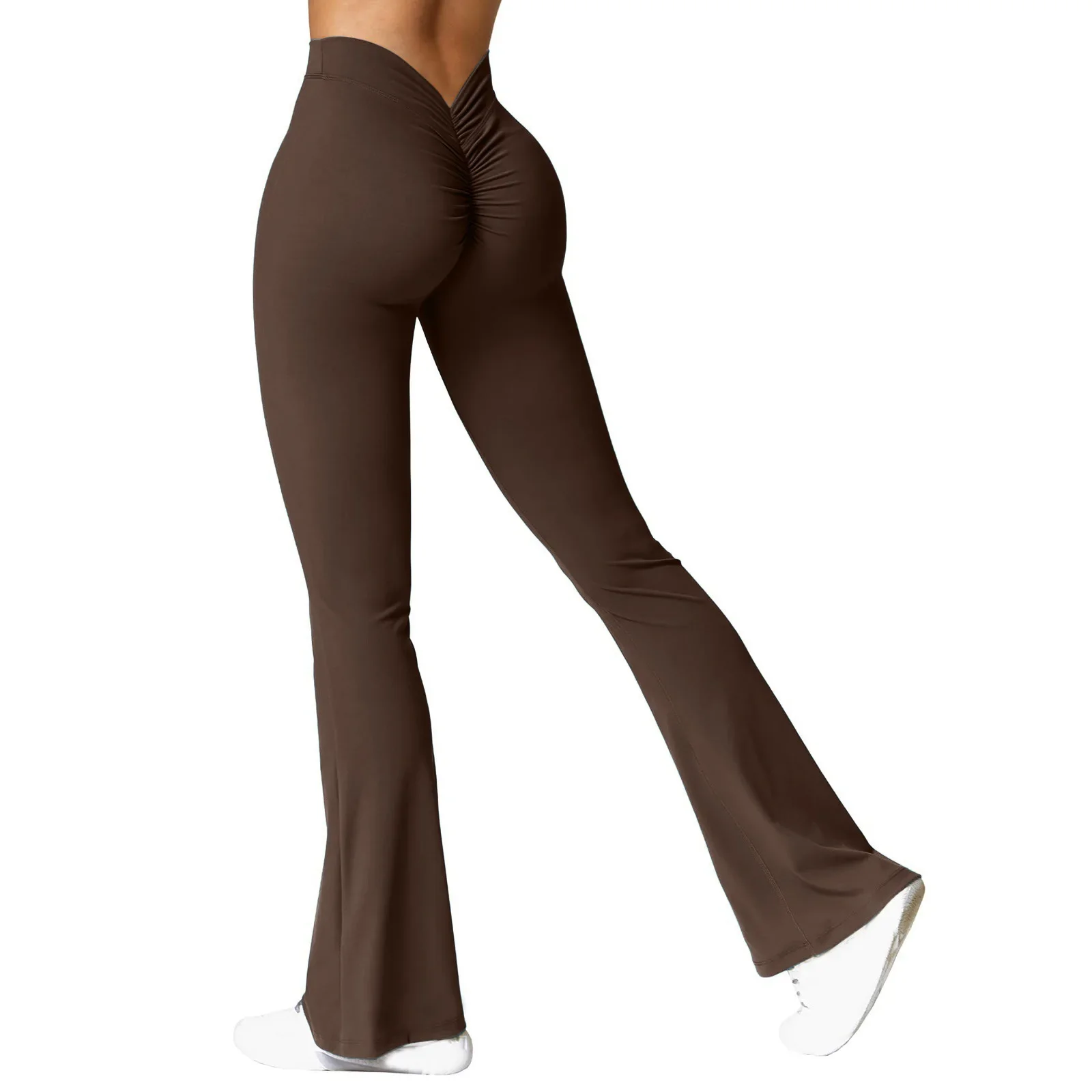 Mode Micro Horn Leggings Frauen V-back Taille Sport Hosen Hohe Taille Push-Up Butt Gym Hosen Solide Schlanke latin Dance Hose – Detail 15