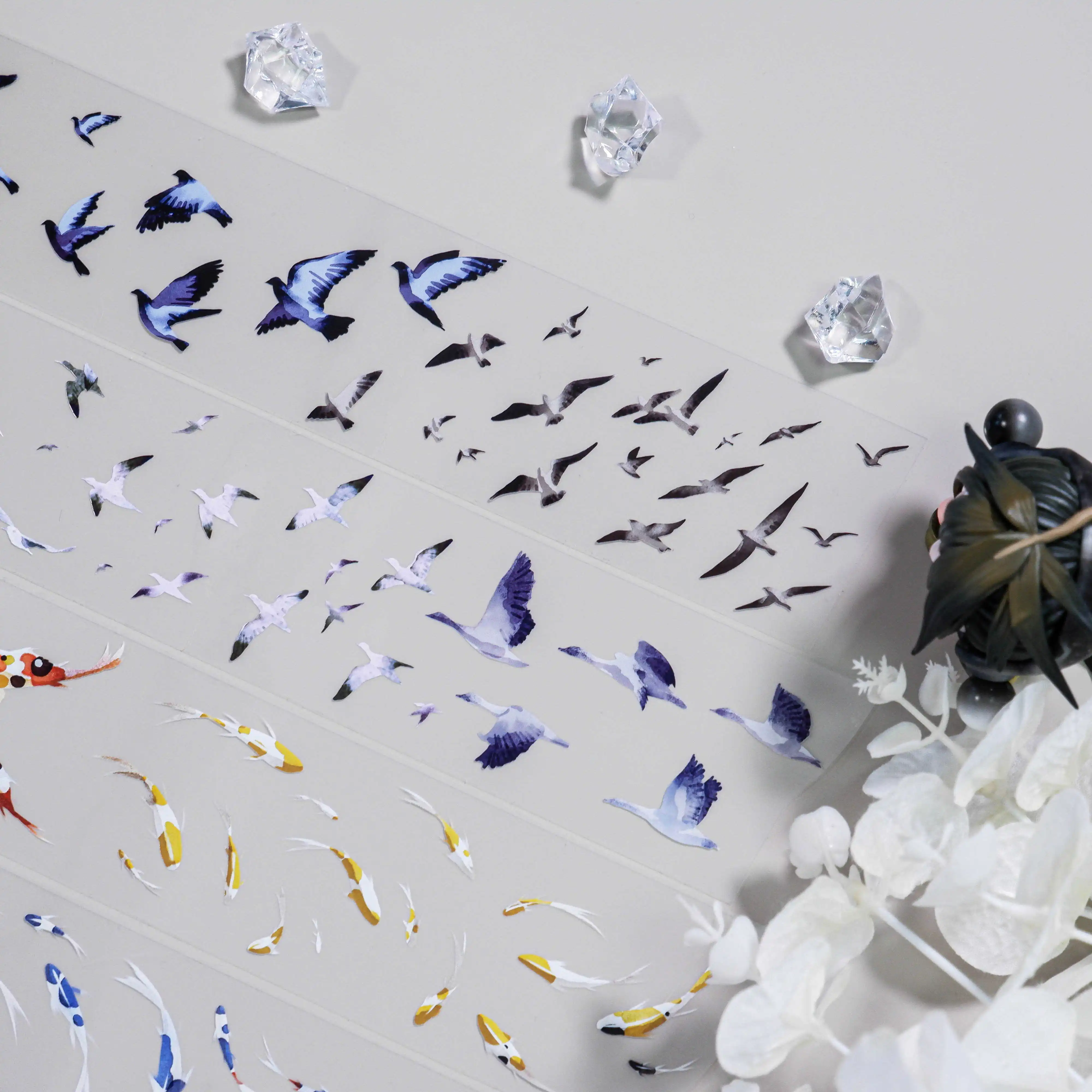 Birds And Fish 5mpetPET Tape, Antique Diycollage Card DiyJournal-