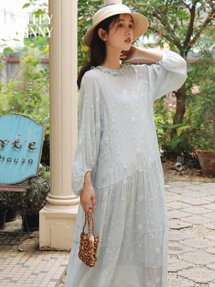 Floral Embroidered Maxi Dress Women Summer Loose Fit Elegant Ruffle Long  Dress Flowy Patchwork A-Line Oversized Casual Outfit - AliExpress 200000345