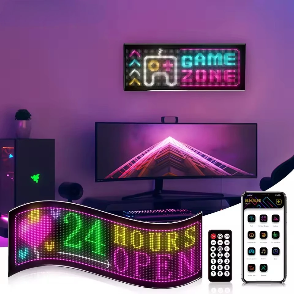Flexible LED Display Programmable Screen, APP Control DIY Text Pattern, Use for Home Decor/Commercial Advertising/Christmas Gift