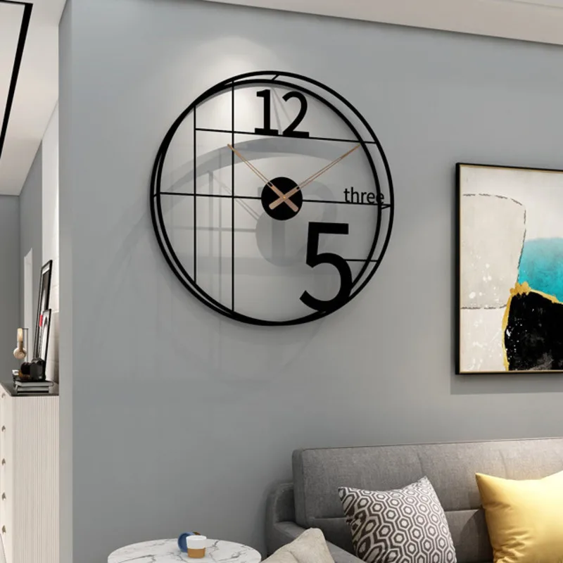 Simple Iron Personality ClocksNordic Luxury Wall Clock Modern Design Living Room Kitchen Wall Clock Battery Operated Home Decor