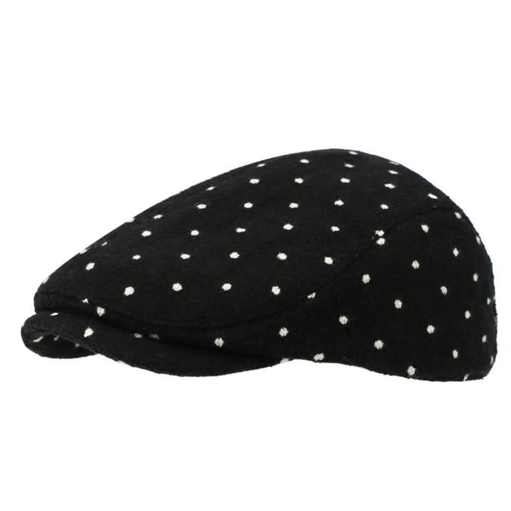 Fashionable Retro Forward Hat Korean Style Adjustable Newsboy Cap Polka Dot Painter Beret Autumn Winter Wear