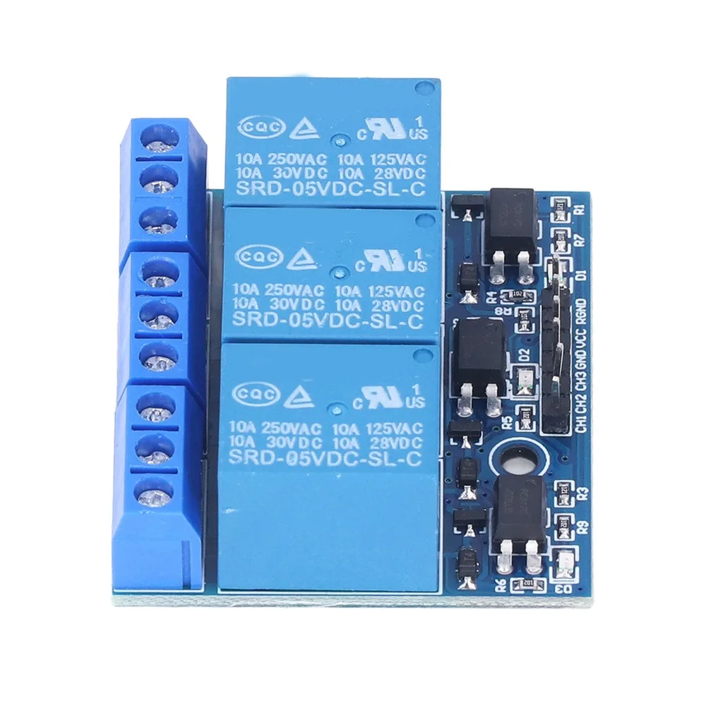3 Channel 3 Channel Relay Module with Isolated Optocoupler DC 5V 3.3V Compatible High Voltage Relay Module